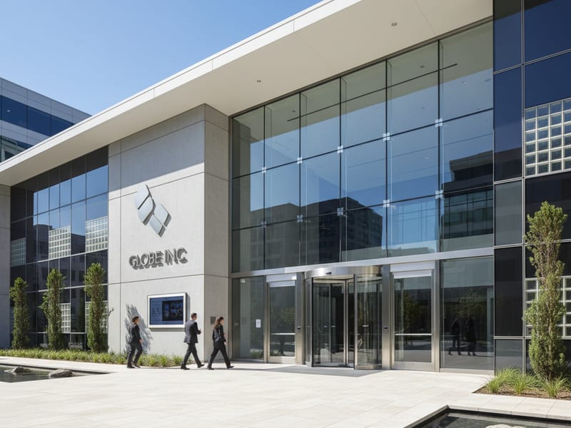 Corporate building entrance